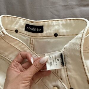 Retrofête Cream Denim Skirt